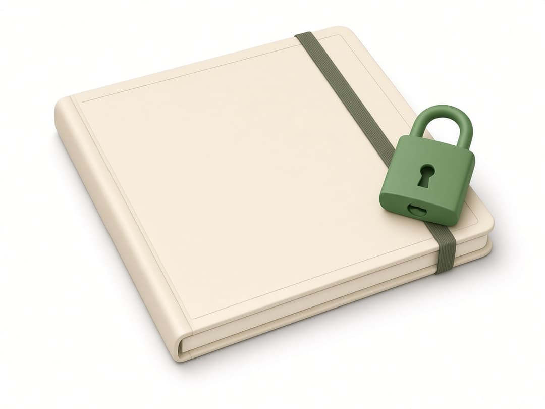 A notebook secured with a lock, representing local document privacy